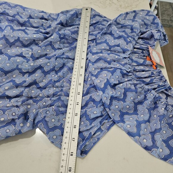 NEW Oliphant Maxi Dress Off Shoulder Sz Large Blue Floral Boho Sundress Party - Picture 10 of 13